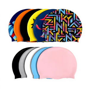 Bonnet de bain en silicone de haute qualité pour enfants et adultes, personnalisé et imprimé, pour la natation sportive, vente en gros - Product Image 2