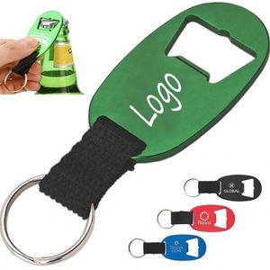 Llavero Plano Personalizado Promocional de Aleación Metálica con Correa de Cinta Tejida Ovalada para Abrir Botellas de Cerveza y Vino, Abrelatas Manual - Product Image 1