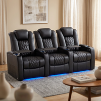 Canapé moderne à trois places en cuir véritable, inclinable électriquement, extensible, avec mémoire de forme, USB, structure en bois, pour home cinéma, zéro gravité