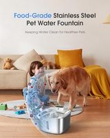 Fontaine à eau pour animaux de compagnie intelligente sans fil durable de 3,2 L/108 oz en acier inoxydable Bol pour animaux de compagnie d'intérieur 2 têtes de pulvérisation Écologique