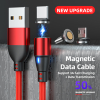 Cable USB magnético de rotación de 9 pines 360 | Cable de carga y datos universal 1M 2M 3M 3M a tipo C/Micro/iProduct 3 en 1