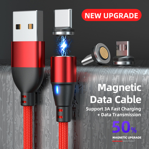 Cable USB magnético de rotación de 9 pines 360 | Cable de carga y datos universal 1M 2M 3M 3M a tipo <span class=keywords><strong>C</strong></span>/Micro/iProduct 3 en 1 - Product Image 4