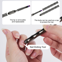 Ensemble de pinceaux à ongles professionnels Hechunzi avec embouts remplaçables en forme de bambou, corps entièrement métallique, pour la peinture au gel en salon