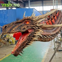 Tête de Dragon Animée Réaliste Réaliste Tête de Dragon Western Animatronic pour Halloween Game Show Décoration en Silicone