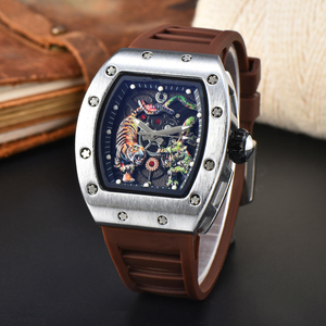Luxury Multifunctional Men <b>Chronograph</b> Mechanical Watch Luminous Silicone And Leather Strap Wrist Watch - Product Image 6