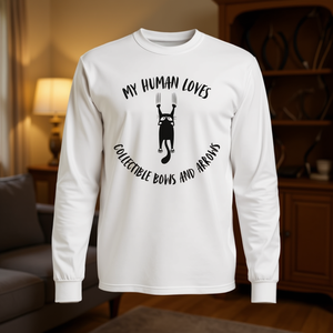 T-shirt à manches longues pour parents de chats, avec motif « Mon humain aime les arcs et flèches de collection » - Product Image 3