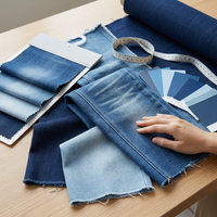 Tissu denim non extensible bleu foncé, fil de coton mercerisé 10S, trame TC 7S pour fabricant de denim
