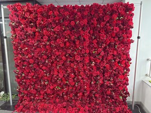 Fiore di alta qualità sfondo di nozze rosso bordeaux rose vero tocco rotolamento fino parete di fiori per la decorazione - Product Image 5