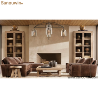 Canapé sectionnel en cuir rustique moderne, écologique, avec accoudoirs carrés, en forme de L, pour villas, hôtels, appartements, salons et maisons