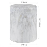 Table d'appoint pour intérieur et extérieur en forme de colonne et finition en faux marbre minimaliste moderne