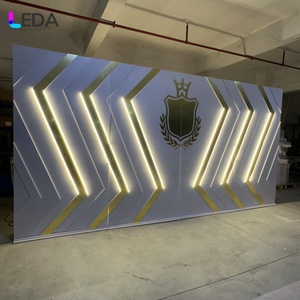 LEDA Glowing Gold Lines Large Backdrop <b>Wall</b> Sturdy Build Wedding Stage Stand for Wedding <b>Party</b> - Product Image 1