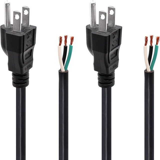 6ft SJT 18 Gauge 3 Wire US Replacement Power Supply Cord Pigtail Cable 110V 125V 120V Black Power Extension Cord