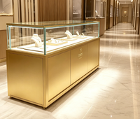 Vitrine à bijoux moderne de luxe GZowin, design 3D pour boutique, verre trempé, éclairage LED, construction en bois MDF durable