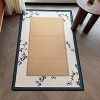 Paillasson de style médiéval et nouveau style chinois, tissé à la machine, antidérapant, lavable, sans entretien, en faux lin, pour entrées de maison