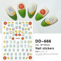 Nouveaux autocollants 3D pour ongles Mahjong Fortune, autocollants adhésifs pour manucure DIY, ornements en gros