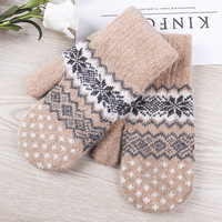 Mitaines thermiques épaisses unisexes pour l'automne et l'hiver, gants chauds avec motif de neige mignon pour un usage quotidien et les activités de plein air