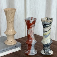 Vase à fleurs en onyx marbré naturel RF, vase en pierre sculpté à la main, décoration d'intérieur, vase en marbre pour table de salon, hôtel