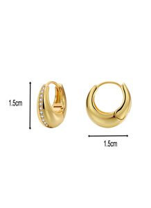 Boucles d'oreilles créoles épaisses en alliage plaqué or platine tendance 2024 avec micro-incrustations de zircon, cadeau idéal - Product Image 3