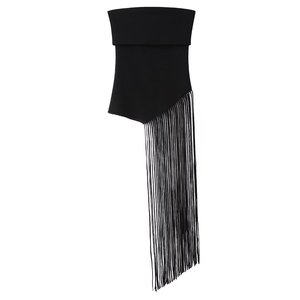 2024 primavera y verano nuevo temperamento moda cuello en el pecho <span class=keywords><strong>flecos</strong></span> negro <span class=keywords><strong>Chaleco</strong></span> Corto mujeres abrigo pecho Top - Product Image 1
