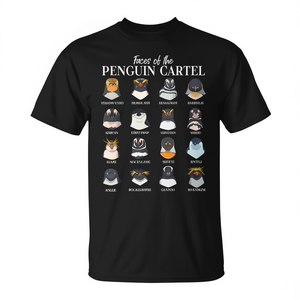 T-shirt Faces Of The Penguin Cartel noir unisexe pour adulte, manches courtes, col rond, impression numérique, promotionnel - Product Image 3