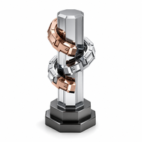 Trophée en métal en forme de capsule en laiton plaqué or, avec ouverture révélant une sphère noire sculptée à la main, trophée personnalisé pour cadeaux de bienvenue