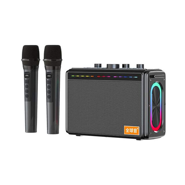 Portable Android Karaoke Speaker 8" 2 Mics for Wireless RGB Light 9 Drivers Surround Sound High Fidelity Indoor Outdoor