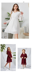 Lindo vestido de vacaciones de madre e hija con cuello en V de manga larga de gasa de estilo europeo y americano para <span class=keywords><strong>padres</strong></span> y niñas - Product Image 6