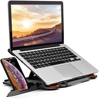 Support de refroidissement pour ordinateur portable 2-en-1 en ABS, réglable en hauteur, ergonomique, avec support de téléphone, pour ordinateurs jusqu'à 17 pouces – Vente Flash