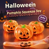 Jouet à presser Citrouille Scintillante d'Halloween en TPR Souple Anti-stress, Cadeau Nouveauté pour Fête d'Halloween pour Enfants et Adultes