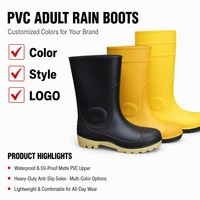 Bottes de pluie de sécurité en PVC en gros avec embout et plaque en acier, anti-écrasement, anti-perforation, bottes de travail industrielles, personnalisation de la marque