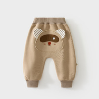 Pantalones Deportivos para Bebés, Forrados de Felpa, de Algodón, con Estampado de Dibujos Animados, Cintura Media, para Bebés con Trasero Grande