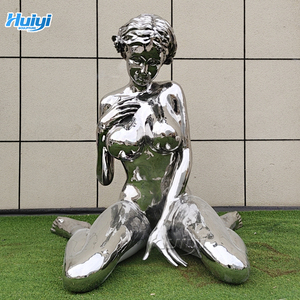 Tượng cô gái trừu tượng lớn, được đánh bóng như gương, làm bằng thép không gỉ - Product Image 2