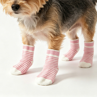 Chaussettes imperméables pour chien, mignonnes, rayées, anti-griffures, antidérapantes, de luxe, pour usage intérieur, toutes saisons