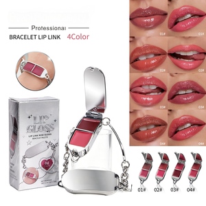 Baume et brillant à lèvres minéral végétalien 2-en-1 avec miroir intégré, finition scintillante 4 couleurs, cadeau maquillage - Product Image 1