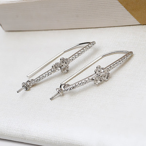 ต่างหูเงินแท้ S925 ทำมือ ดีไซน์ไม่สมมาตร สไตล์เกาหลี รูปทรงเมฆ ร่ม พร้อมไข่มุก 6-12 เม็ด แบบกลวง รุ่น 3254 - Product Image 3