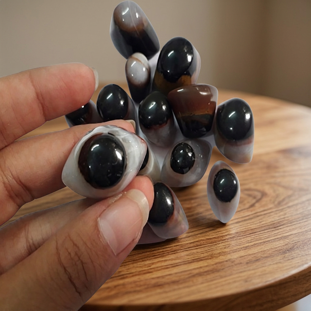 Natural Handmade Polished Agate Shiva Eye Gemstone Irregular Shape Spiritual Art Collectible