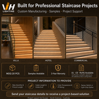Profilé en aluminium 10x10mm, lumière d'escalier LED COB, IP67, télécommande, CRI90, longueur personnalisée pour l'éclairage d'escalier intérieur de villa, hôtel