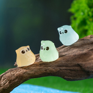 Mini gufi luminosi in resina per nascondere piccoli bagliori nel buio figure per acquari case delle bambole accessori da giardino fatato - Product Image 3