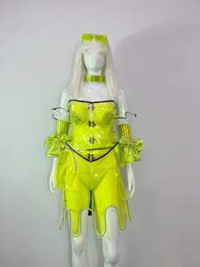 Vestido Verde para Fiesta, Cantante, Espectáculo, Disfraz de Baile, Tecnología Verde, Transparente, Atuendo para Fiesta en Club, Discoteca, Baile - Product Image 5