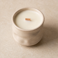 Bougie parfumée en céramique crème unie, à mèche en bois, pour la décoration intérieure, cadeau romantique longue durée, aromathérapie