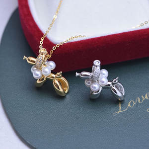 Collar con Colgante de Cesta de Flores Pequeña con Incrustaciones de Circonita, Plata de Ley S925, Perla de Agua Dulce de 4-5 mm, Luz Intensa, a la Moda - Product Image 3