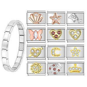 Stainless Steel Elastic Bracelet Unisex DIY Modular Jewelry Heart Geometric Design Claw Setting Fashion Accessory - Product Image 1