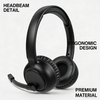 Casque sans fil à réduction de bruit ENC, casque Bluetooth supra-auriculaire avec micro, batterie longue durée, pour centre d'appels, conférence, bureau