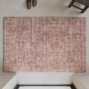 Tapis de porte rectangulaire en velours bouclé Rococo rouge brique, antidérapant, doublure polaire, pour entrée de maison, salon, chambre, bureau - Product Image 1