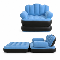 Fauteuil gonflable 2 en 1 convertible en matelas pneumatique avec accoudoirs, en PVC floqué, pour intérieur et extérieur
