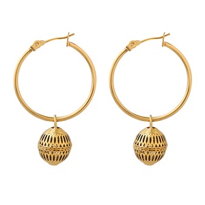 Boucles <span class=keywords><strong>d</strong></span>'oreilles rondes en acier inoxydable, Design ethnique, plaqué <span class=keywords><strong>or</strong></span> 18k, petites lanternes, bijoux pour femmes - Product Image 1
