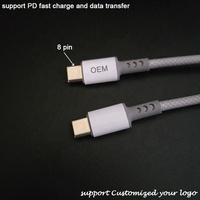 Tela trenzada de alta calidad diseño Tablet PC transmisión de datos PD 20W USB C a cables de 8 pines