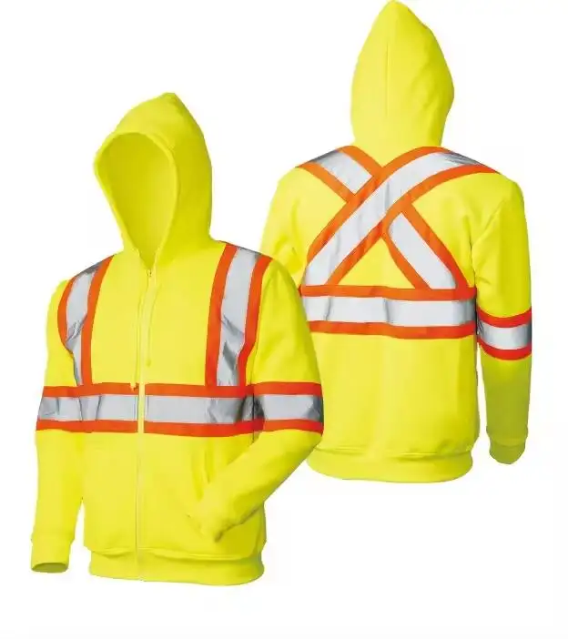 LX Sports Hi-Vis Jackets Reflective Hoody Outdoor Polar Fleece Safety Hoody