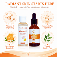 Sérum à la vitamine C en marque blanche, ensemble de soins naturels essentiels pour le visage à la vitamine C, sérum et essence faciale à la vitamine C