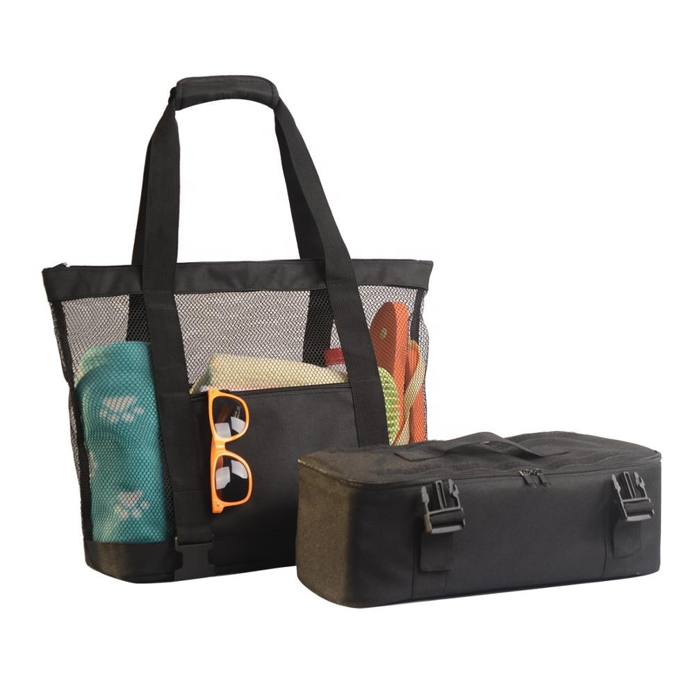 Mesh Beach Tote Bag with Detachable Beach Cooler